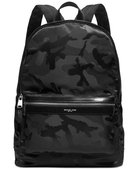 large michael kors black backpack|Michael Kors black camo backpack.